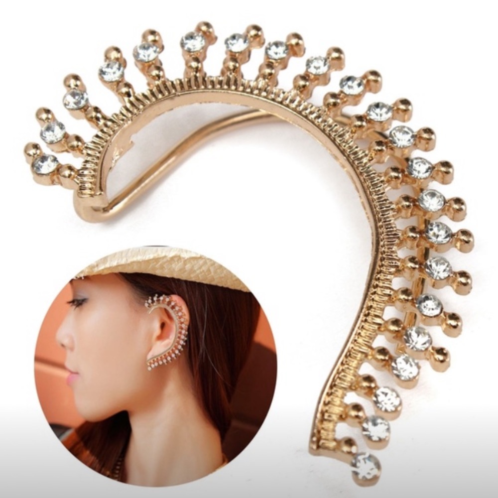 NWOT Gold rhinestones ear cuff, left side 1